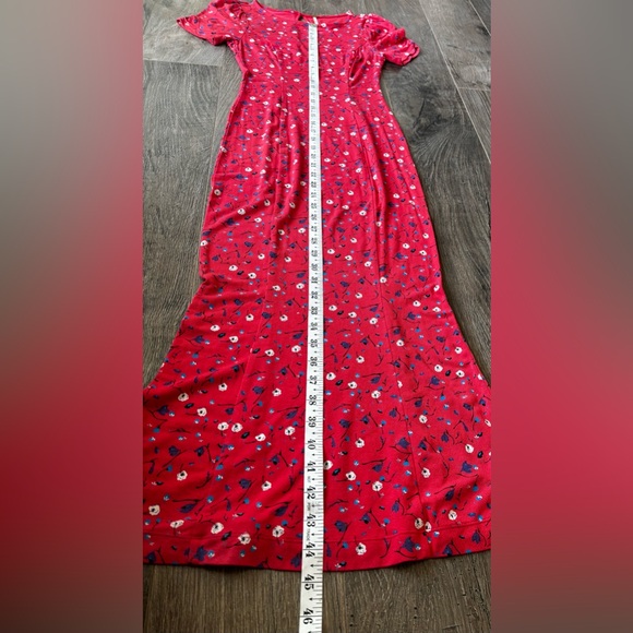 Free People Women’s XS Caroline Coral Red Floral Print Midi Dress - Picture 6 of 14